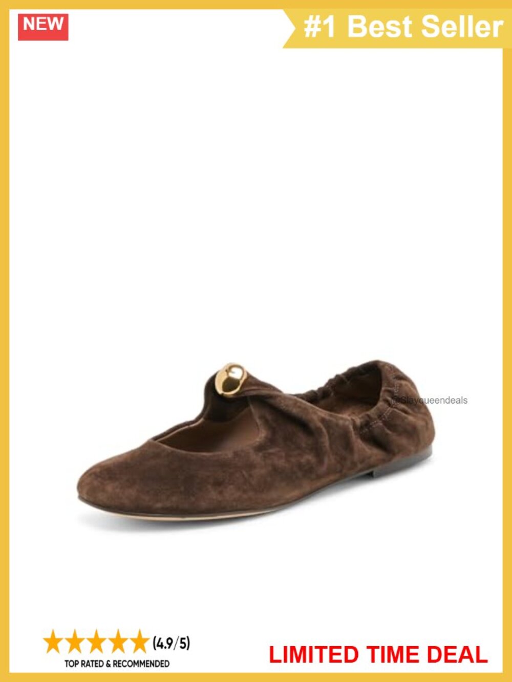 Suede Ballet Flat Round Toe Pull-On Casual Shoes